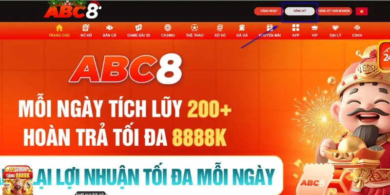 Giao diện đăng ký tài khoản chơi chính thức tại nhà cái ABC8